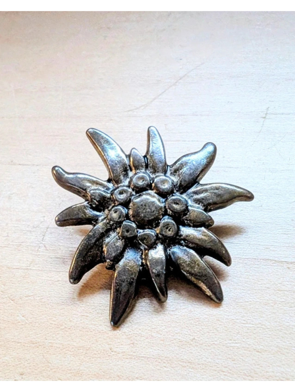 Antique Edelweiss Pewter Lapel Octoberfest Button